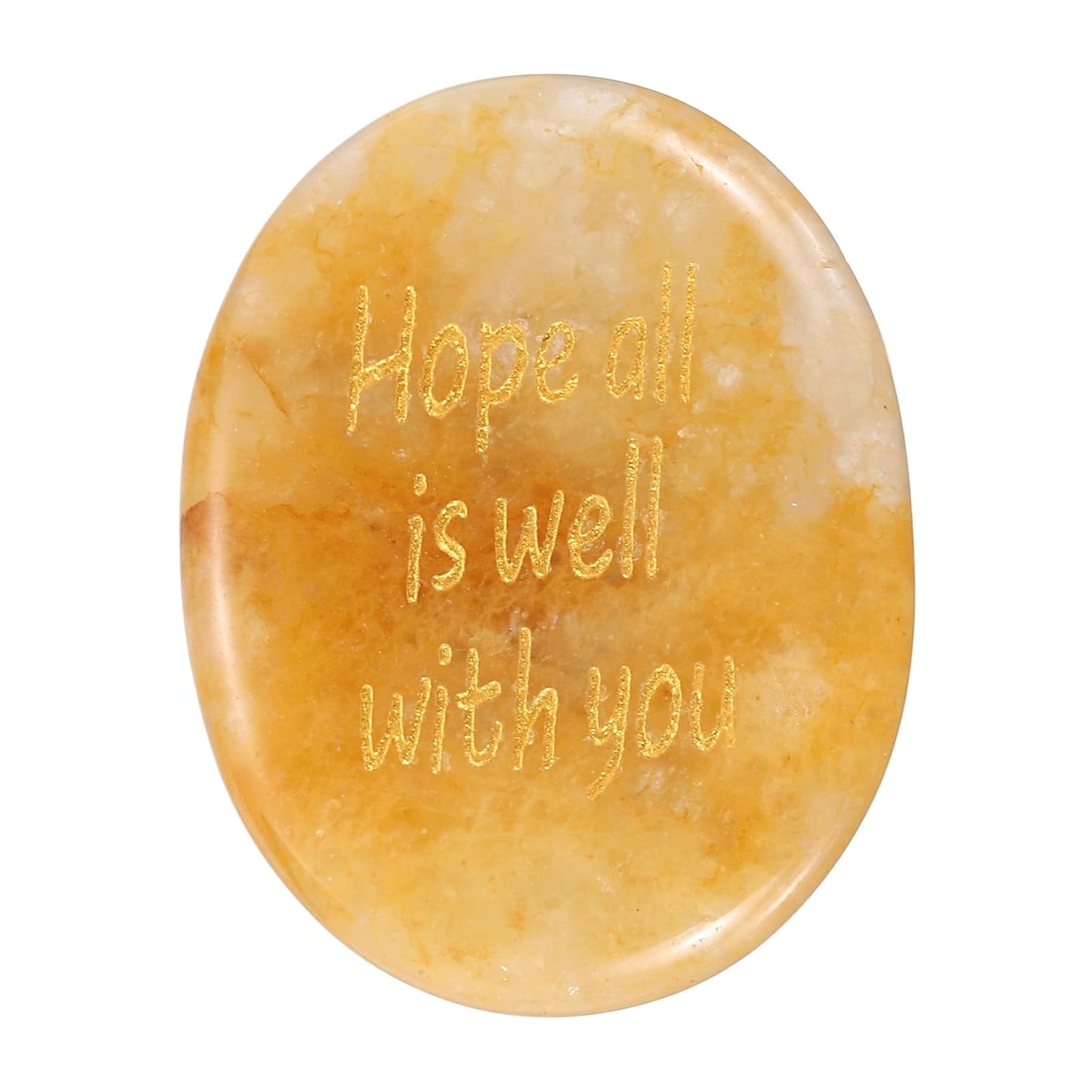 MECCANIXITY Worry Stone, Natural Yellow Stone Crystal Hand Carved Thumb Stone Oval Crystal Pocket Gemstone Stress Relax Palm Stone Meditation Accessories for Anxiety Relieve