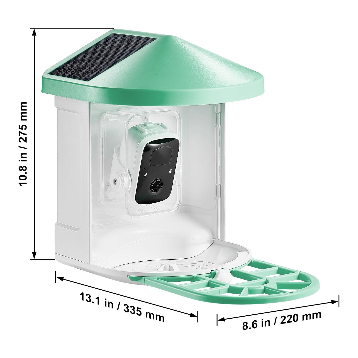 Happybuy Smart Bird Feeder with Camera,2K HD AI Identify 10000+ Bird Species,Solar-Powered Bird Watching Camera with Auto Capture & Instant Notify,Wireless Outdoor Gift for Bird Lover (3 Solar Panels)