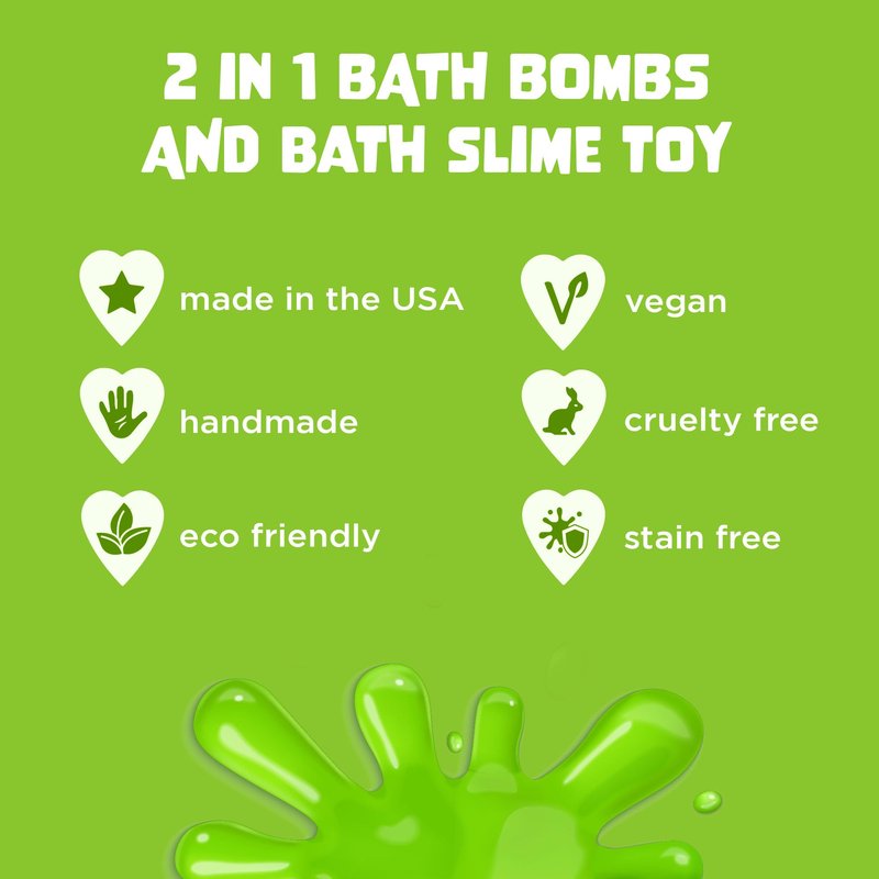 Bubble Bombs for Kids with Surprise Bath Slime Inside (6 Pack) - Colorful Sensory Toys Inside for Boys & Girls – Fizzes, Foams & Bubbles, Fruity Scents, Made in USA by Two Sisters