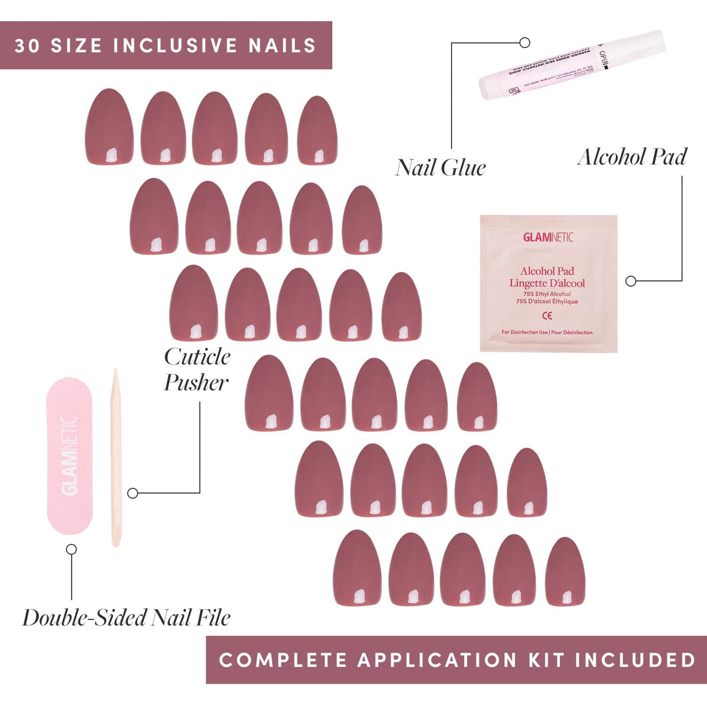 Glamnetic Press-On Nails Bundle - Mauve Obsession & Fall Mauve | 2 Muted Purple Fake Nails in Short Almond & Short Oval | Durable, Salon-Quality Nail Kits