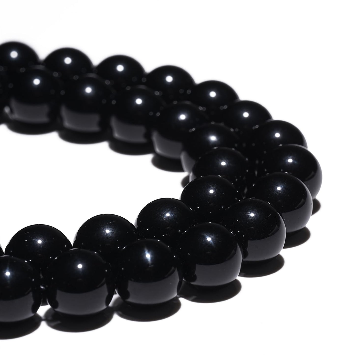 8mm Natural Black Onyx Agate Gemstone Beads Polished Round Smooth Stone Beads for Bracelets Jewelry Making 15inch Loose Beads