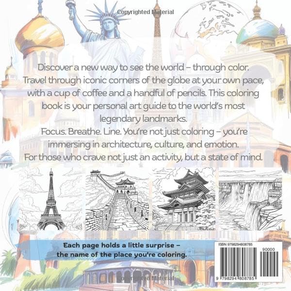 40 LANDMARKS OF THE WORLD: COLORING BOOK