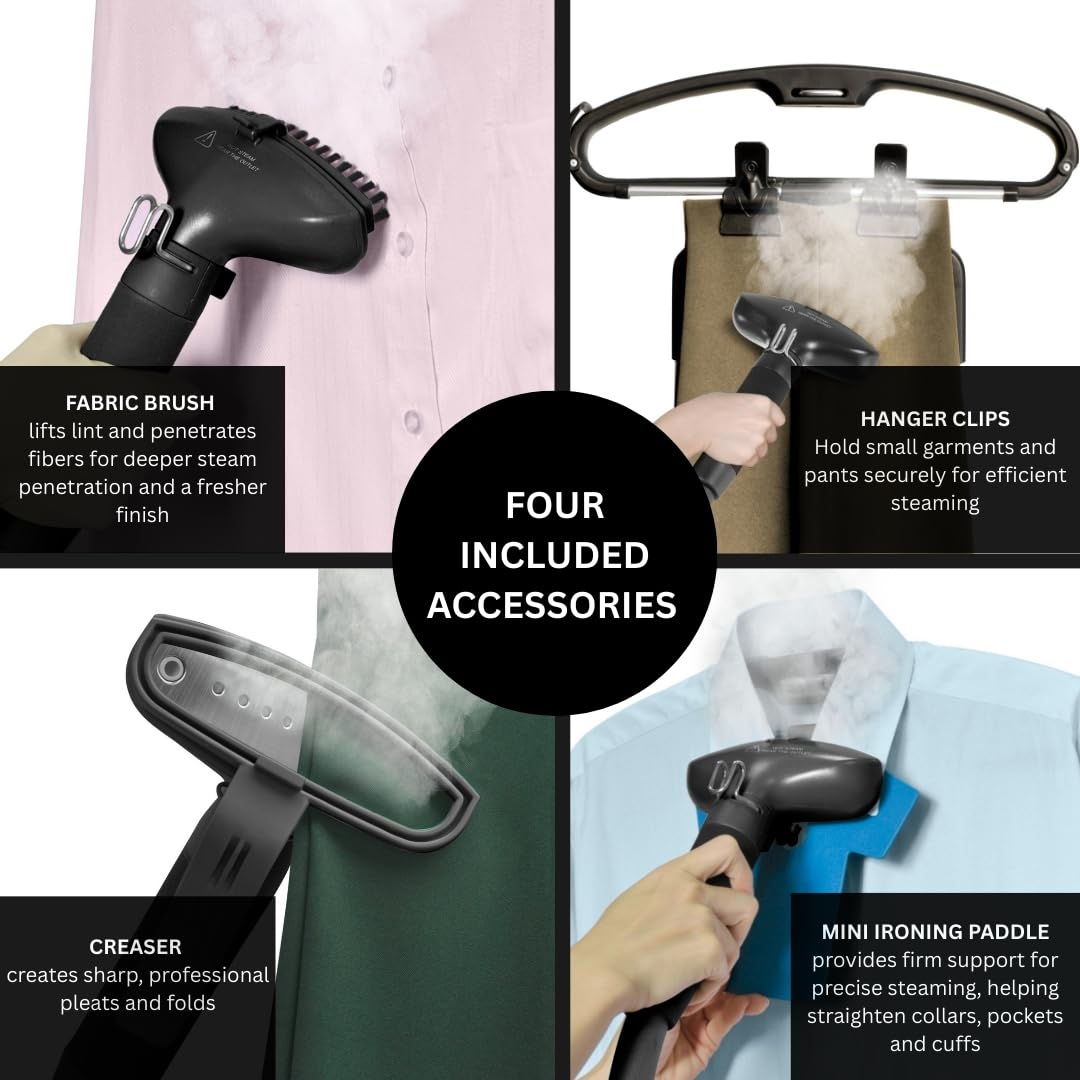 SALAV® Professional Standing Garment Steamer with Retractable Power Cord, Foot Pedal Control, Wheels for Easier Movement (Gold)