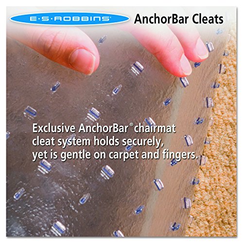 ES Robbins Chair Mat for Low Pile Carpet- Rectangle with Lip, Vinyl 36" x 48", Clear (128053)