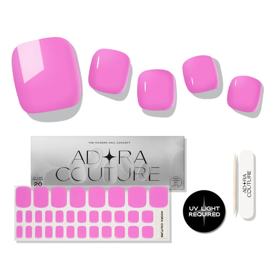 Semi Cured Gel Nail Strips – 32 Pcs Gel Pedicure Stickers - UV Nail Wraps for Toenails, Easy Application, Long Lasting, Salon Quality & UV Light Required - Dark Pink P
