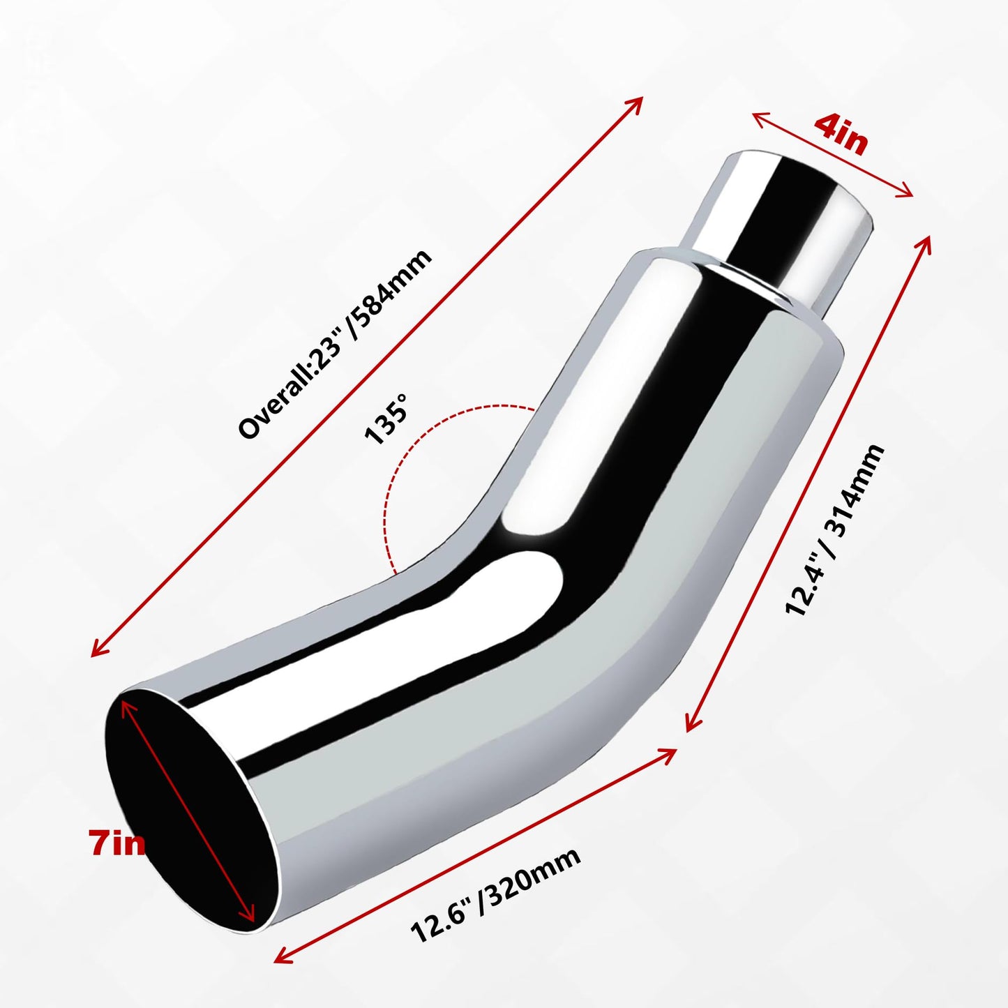 4 to 7 Inch Diesel Exhaust Tip Elbow with Clamp - Chrome Plated Or Black Coated Universal Exhaust Pipe Accessory for Trucks, Cars