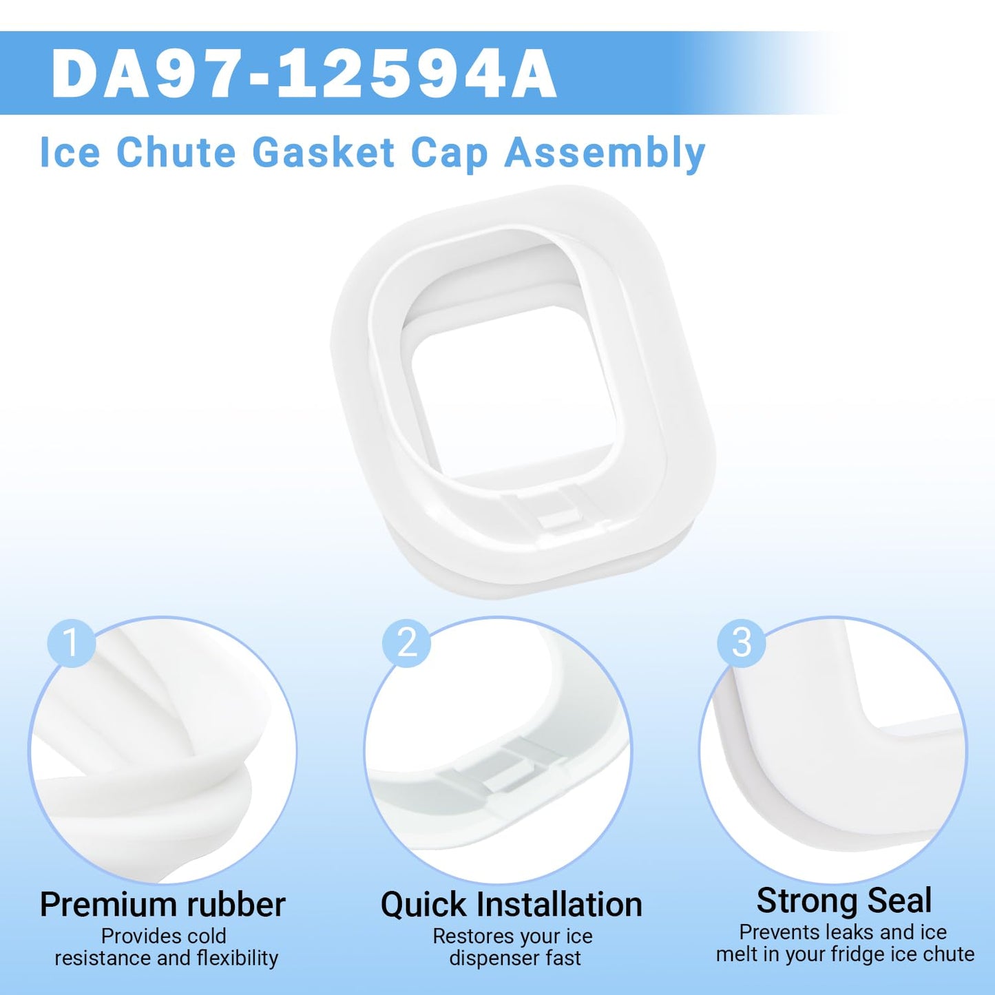 DA97-12594A Ice Chute Gasket Cap Replacement for Samsung Refrigerator - Compatible with RF28HMEDBSR RF28JBEDBSR Models - Durable Ice Maker Gasket
