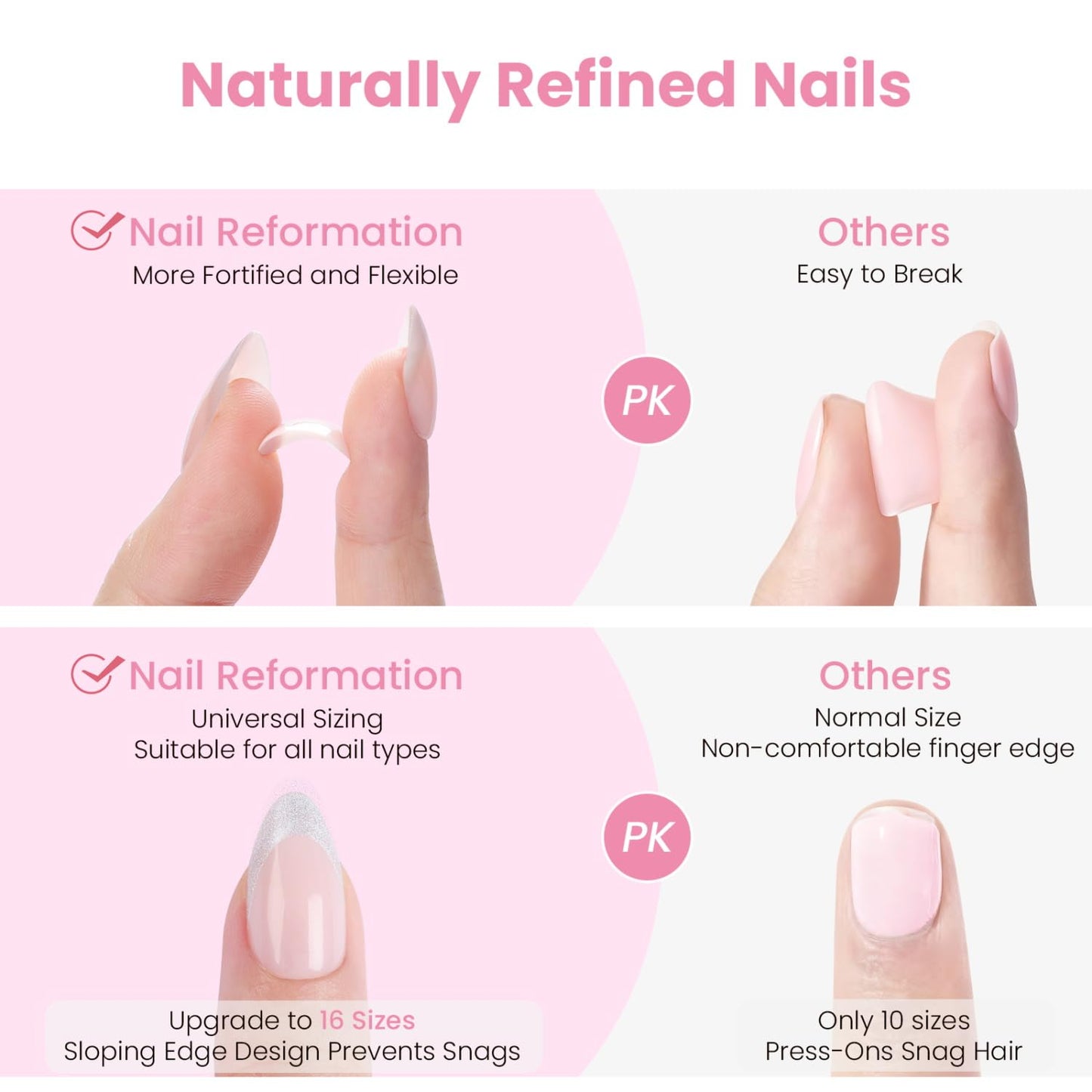 Nail Reformation Press On Nails, Beaded Clutch | Sheer Nude Medium Almond Fake Nails with Metallic Silver French Tip & Pearl, Reusable Stick On Nails in 15 Sizes - 30 False Nail Kit, Gifts for Women