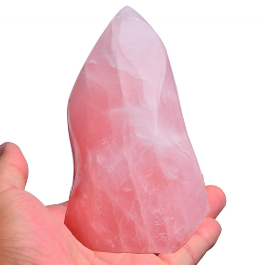 AMOYSTONE Rose Quartz Crystal Stones Energy Flame Tower Chakra Healing Stone Home Decoration 0.6-1.0LB
