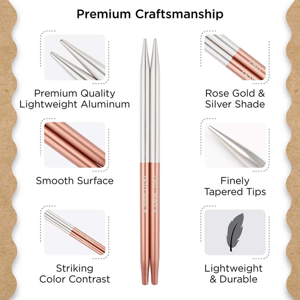 Knitter’s Pride Rosemist Regal Interchangeable Needle Set 5"" (13cm) – 11 US Sizes (2.5 to 11)