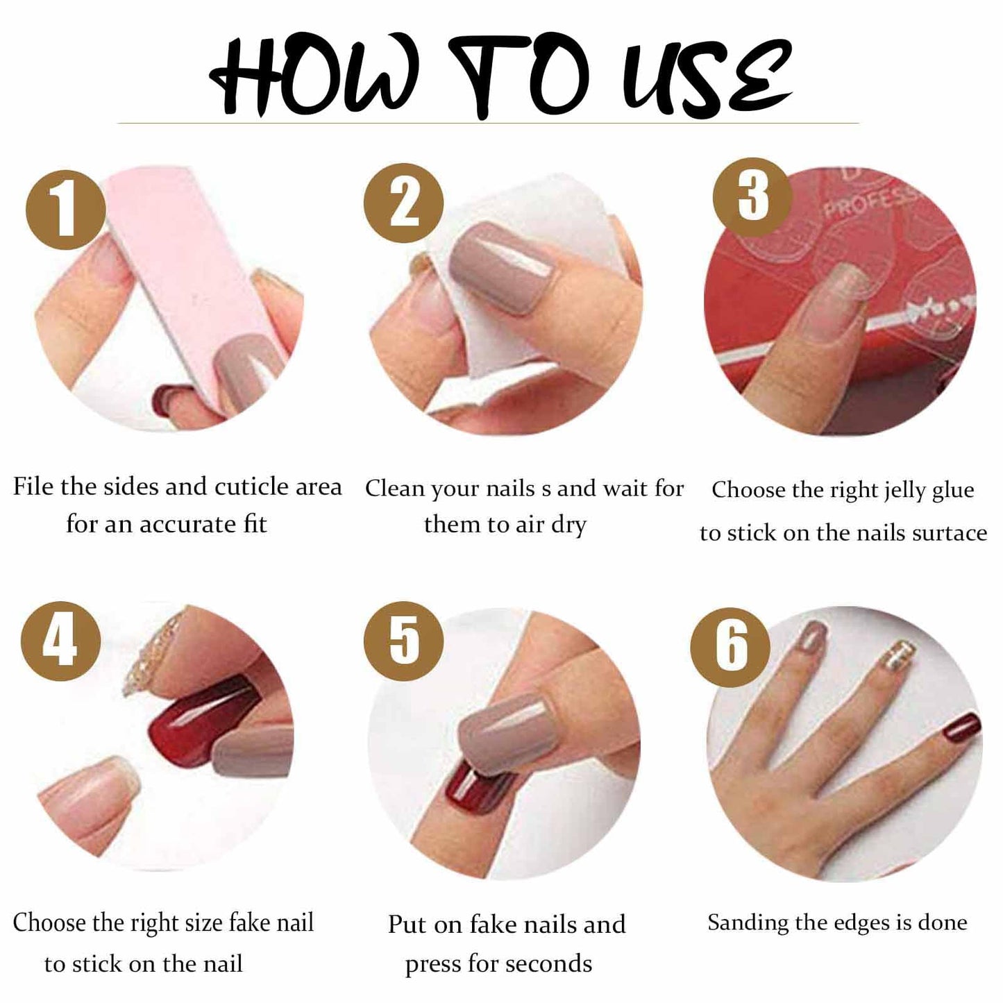 Kamize Long Fake Nails French Press on Nails Full Cover Acrylic Square Pearl Fake Nails for Women and Girls 24PCS