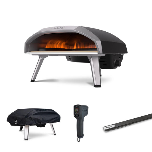 Ooni Koda 16 Outdoor Gas Pizza Oven Bundle - Includes Pizza Oven Cover, Oven Brush and Infrared Thermometer