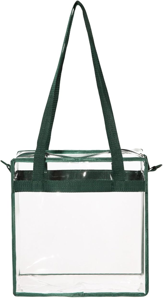 BAGAIL Clear Bags 12x6x12 Stadium Approved Clear Tote Bag with Zipper Closure Crossbody Shoulder Bag with Adjustable Strap