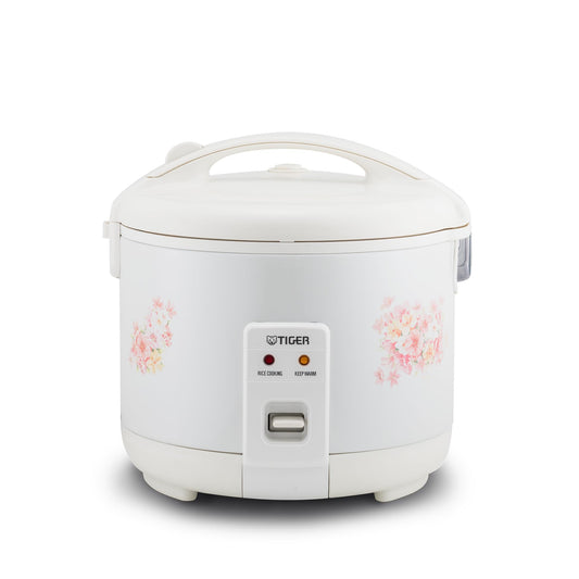 Tiger JNP-0550-LF 3 Cup Capacity White Rice Cooker with Non-Stick Inner Pot, Retractable Power Cord, and Keep Warm up to 12 hours (Flower)