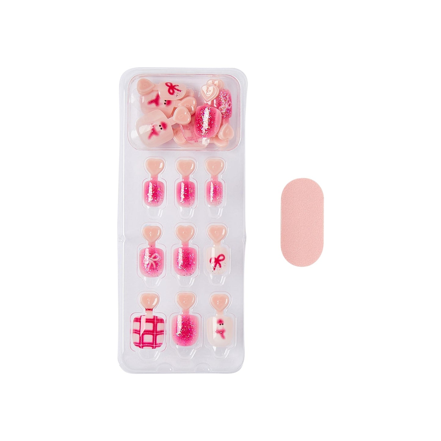 KISS imPRESS MINI Holiday Press On Nails for Kids, ‘Hahaha Ugh’, Pink, Child Size, Squoval Shaped, Mess-Free, Mom Approved, Non-Toxic, Breakaway Application Tabs, Nail File, 20 Fake Nails