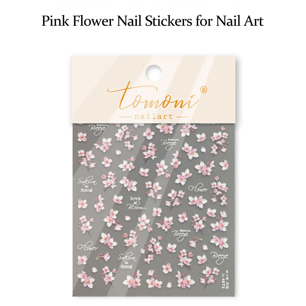 Pink Flower Nail Stickers for Nail Art 5D Embossed Nail Decals Cherry Blossoms Nails Art Stickers Summer Nails Supplies White Floral Nails Art Decoration