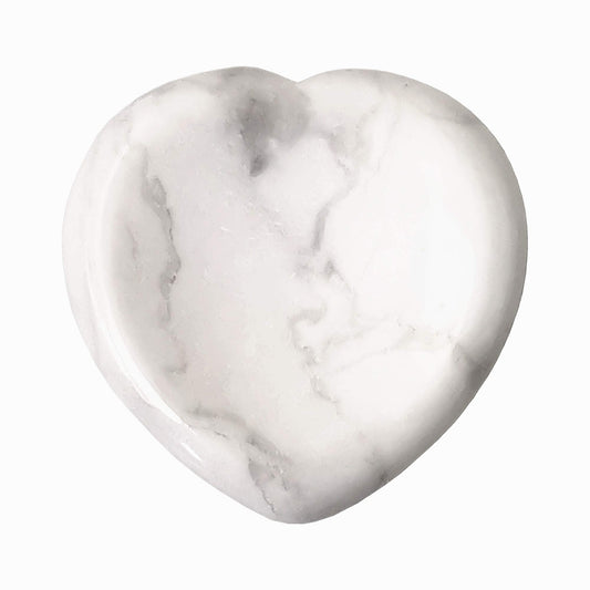 Bacatgem Natural White Howlite Turquoise Heart Chakra Thumb Worry Stone,Hand Carved Healing Crystal Shaped Stone for Anxiety Stress Relief Meditation