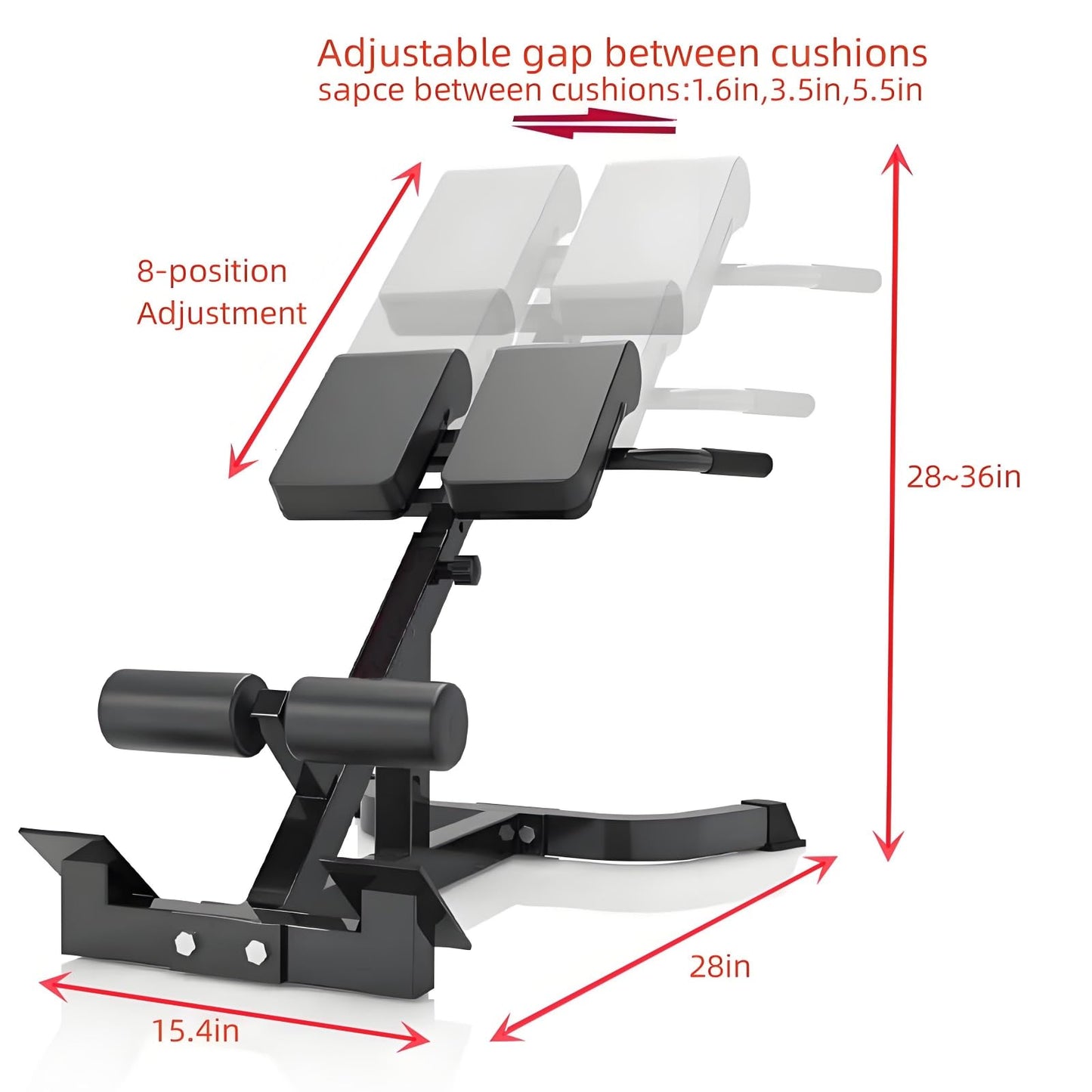ComMax Roman Chair Back Hyperextension Bench Adjustable Back Exercise Machine Home Gym Workout Equipment for Abs and Glute