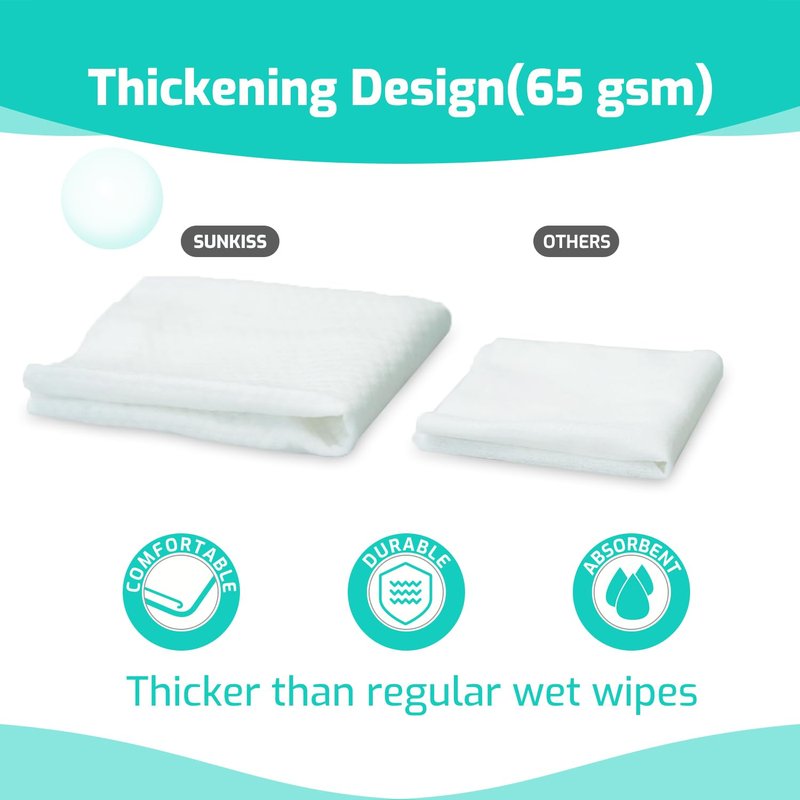 SUNKISS Trustplus Wet Wipes for Adult No Rinse, Extra Large 8”x12” Body Cleaning Washcloths for Elderly Incontinence & Cleansing, Unscented, 800 Count (16 Packs of 50)