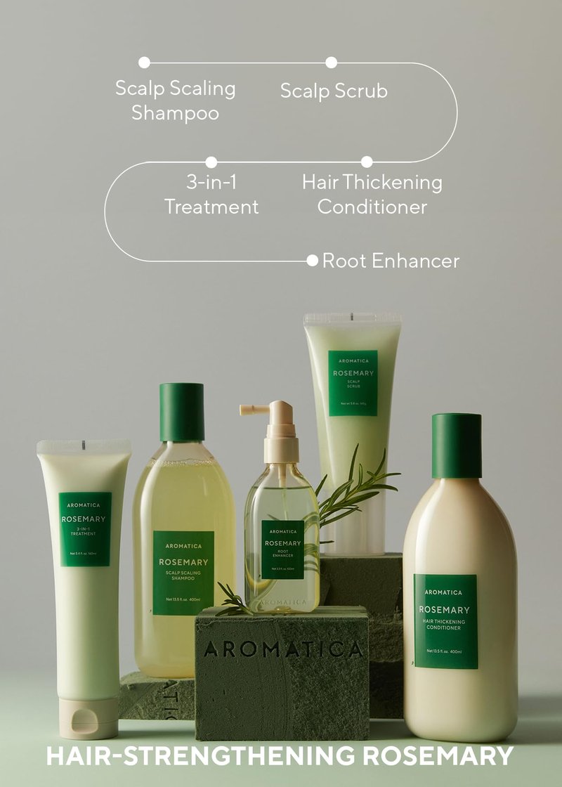 AROMATICA Rosemary Scalp Scaling Shampoo and Conditioner Set 13.53 fl.oz each – Vegan Korean Hair Care Gift Set for Woman with Rosemary Oil. Sulfate Free Shampoo Conditioner For Hair Growth