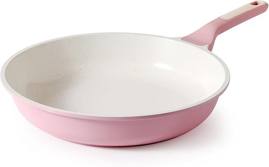 SENSARTE Nonstick Ceramic Frying Pan 10-Inch, Healthy Non Toxic Skillet, Induction Compatible Omelet Pan with Heat Resistant Handle, PFAS-Free, Pink