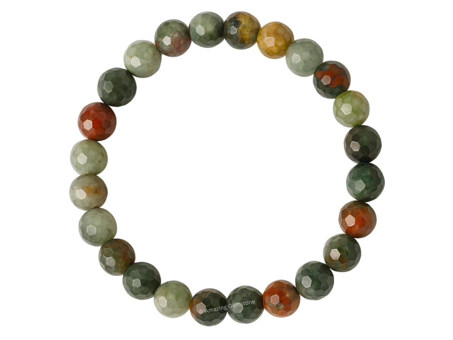 Amazing Gemstone African Bloodstone Bracelet for Women - Chakra Mens Bracelet Protection Crystals and Healing Stones - Faceted Beaded Blessing Bracelet Spiritual Meditation Gift Christmas