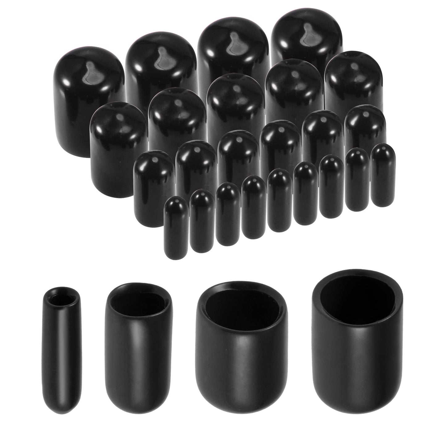 uxcell 40pcs Round Rubber End Caps 1/8" 1/4"" 3/8"" 1/2"" Black Vinyl Cover Screw Thread Protectors Assortment Kit(3mm 6mm 9mm 12mm)"