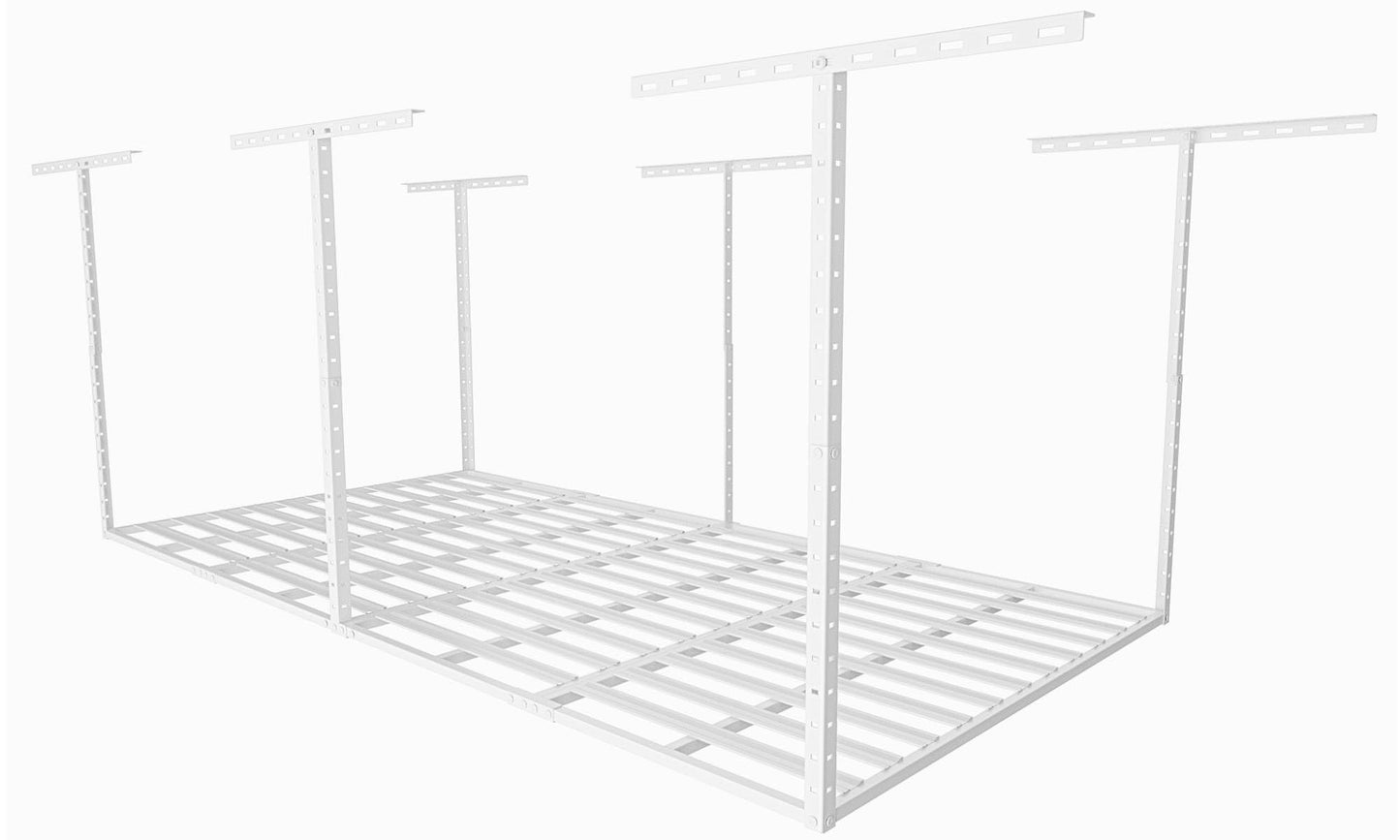 SunsGrove 4x8 Overhead Garage Storage Rack Organization, Adjustable Ceiling Mounted Storage Racks, 800LBS Weight Capacity, 22"-40" Ceiling Dropdown, White