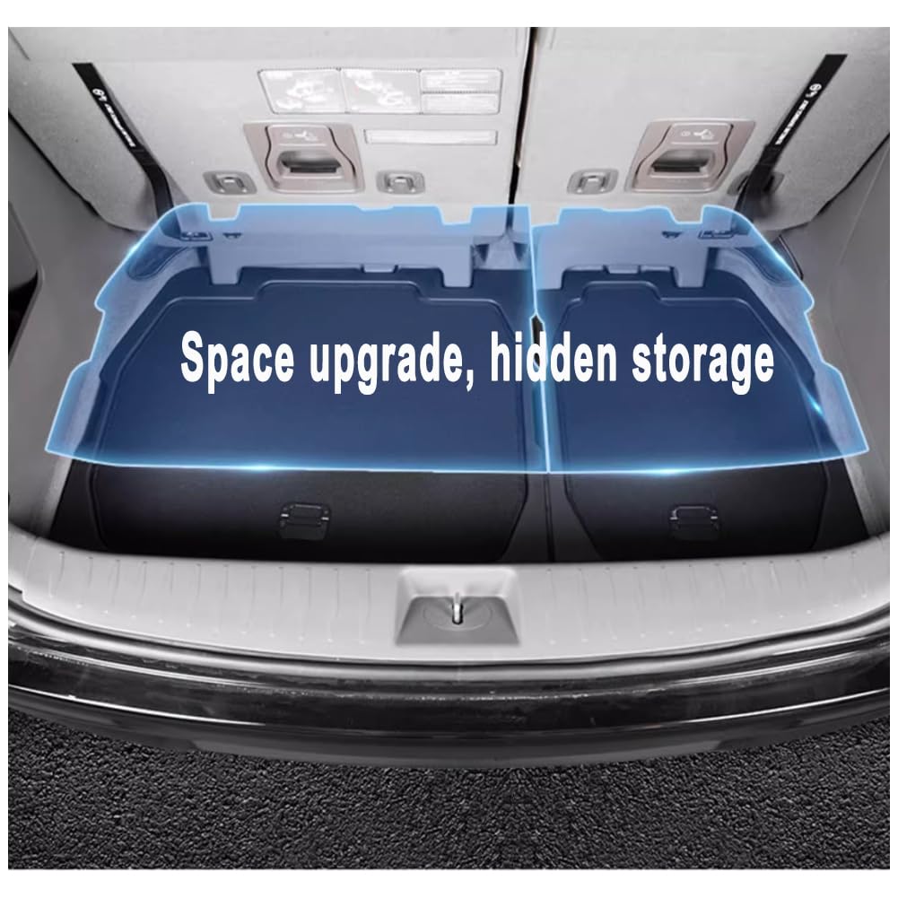 yboueo For 2024 Kia Carnival Trunk storage box，for Kia Carnival 2022 2023 2024 Trunk Cargo Organizer Insert Rear Storage -Portable with Lid storage Tray，New Kia Carnival Trunk Small Items Organizer
