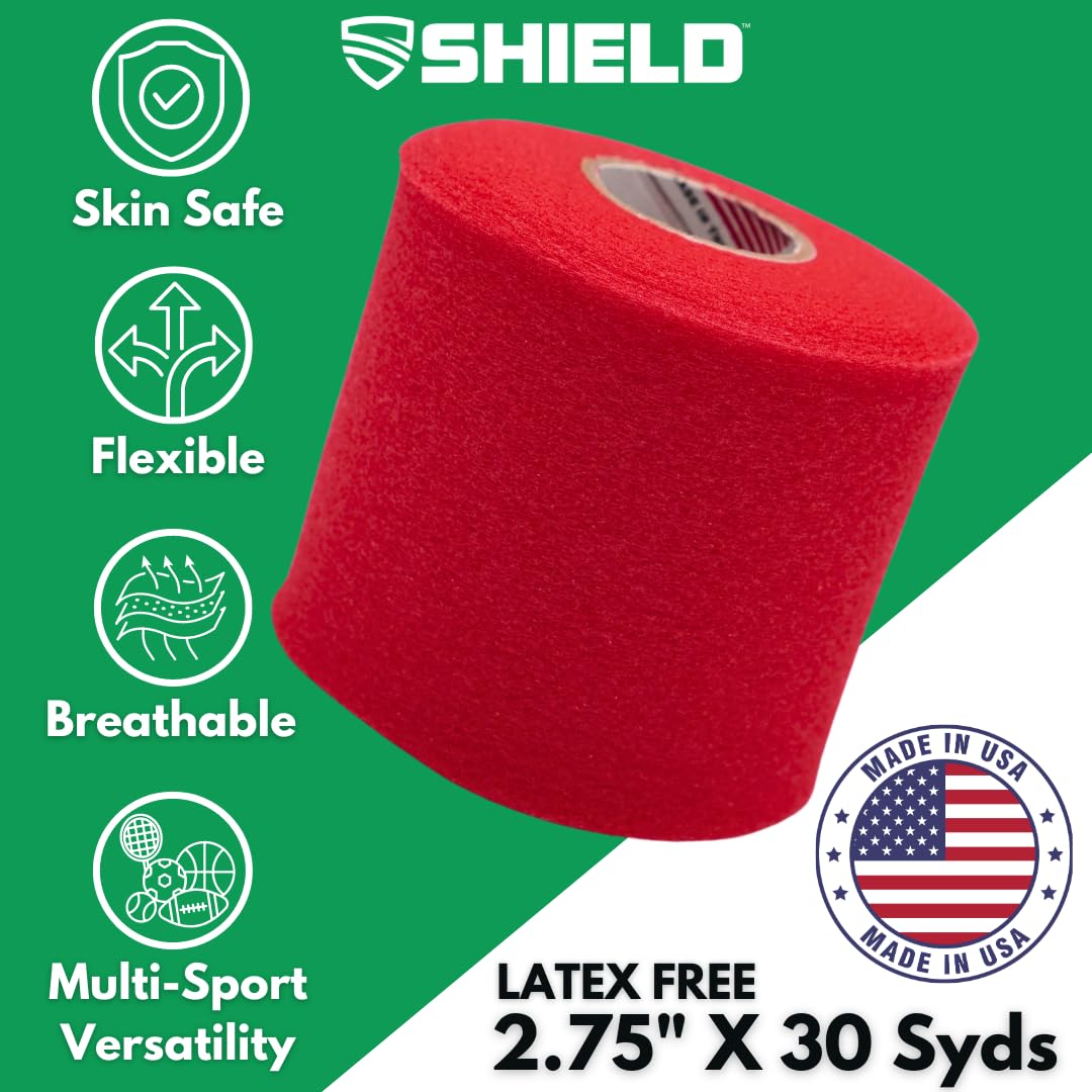 Shield Athletic Underwrap | Bulk Case of 48 Rolls of PreWrap, 2.75" X 30 SYards (Red)"