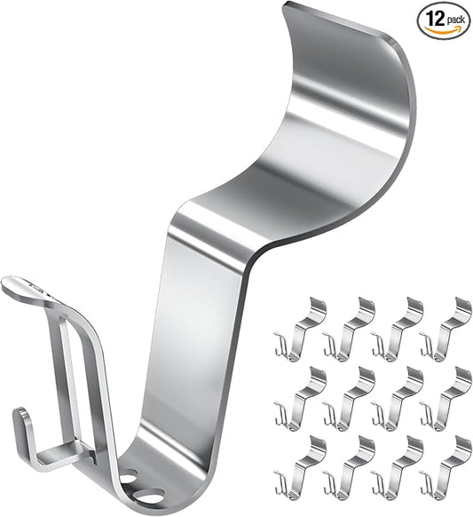 Amuille 12 Pack Vinyl Siding Hooks for Lights, No Hole Heavy Duty Siding Clips for Hanging Wreaths, String Lights, Porch Sign, Christmas Decor and Plant Hooks
