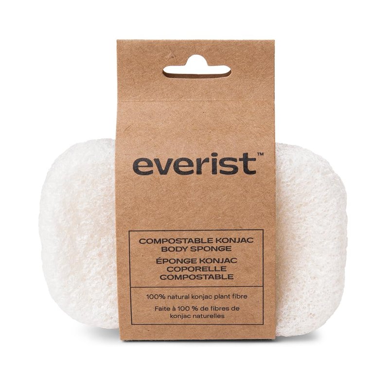 Everist The Compostable Konjac Sponge, 100% Natural Plant-Fiber Cleansing & Reusable Shower Sponge for Smoother Skin, Gentle Exfoliation, 1 Each