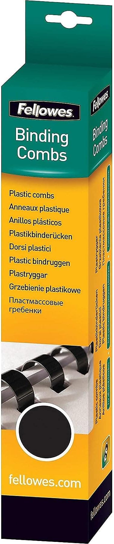 Fellowes "Fellowes 52327, Plastic Combs - Round Back, 100 Pack, Black, "5/8"",120 Sheet Capacity"