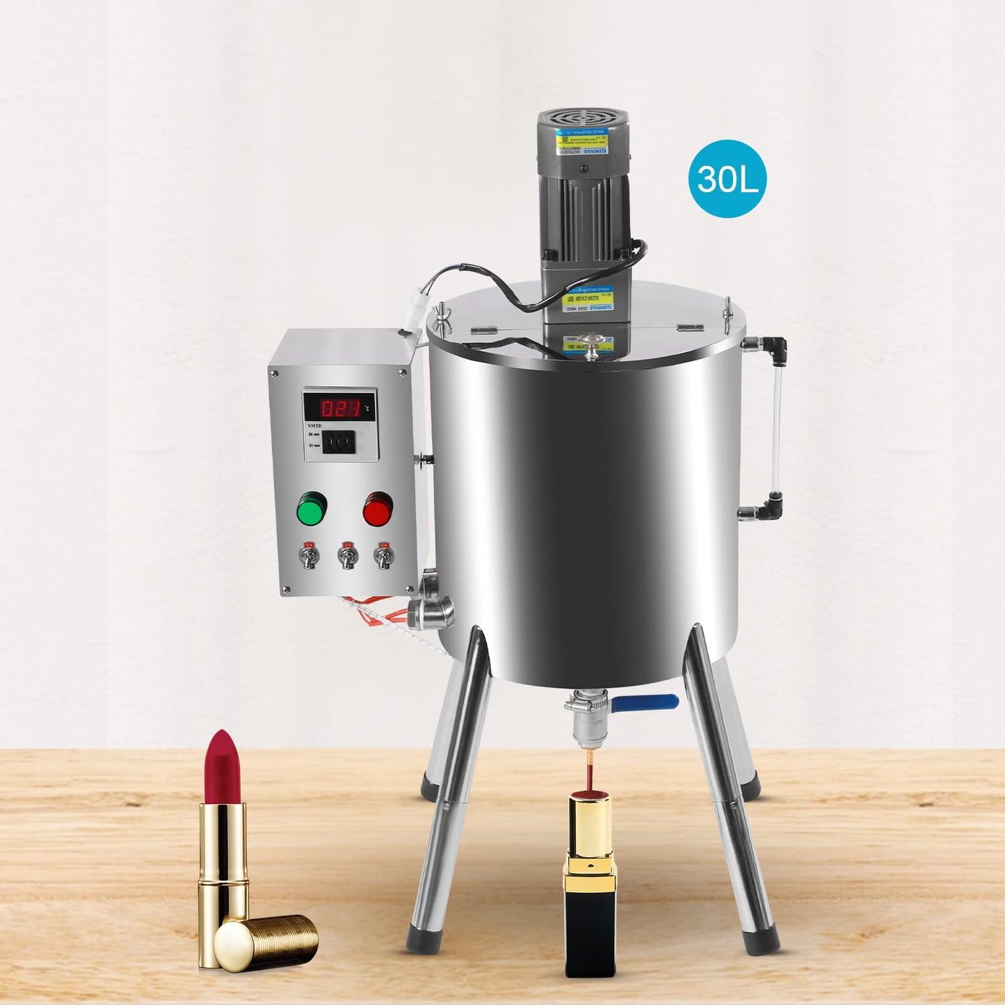 30L 8Gal Heating Mixing Filling Machine, Liquid Paste Lipstick Filler, Stirring Tank for Dissolving & Filling Creams & Liquids (8 Gal/30L)