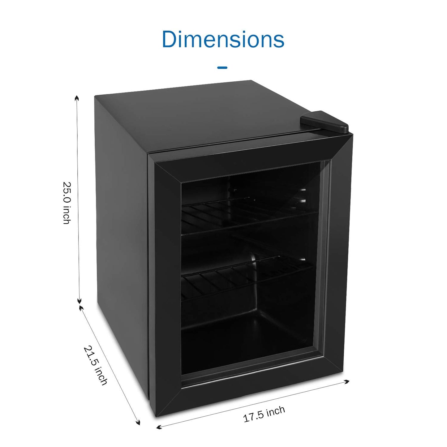 Watoor Compact Mini Freezer with LED Light 3-Layer Glass Display Door 2.1 Cu Ft with 2 Removable Shelves Quiet Upright Freezer 7 Temperature Settings Perfect for Liquor and Ice Cream