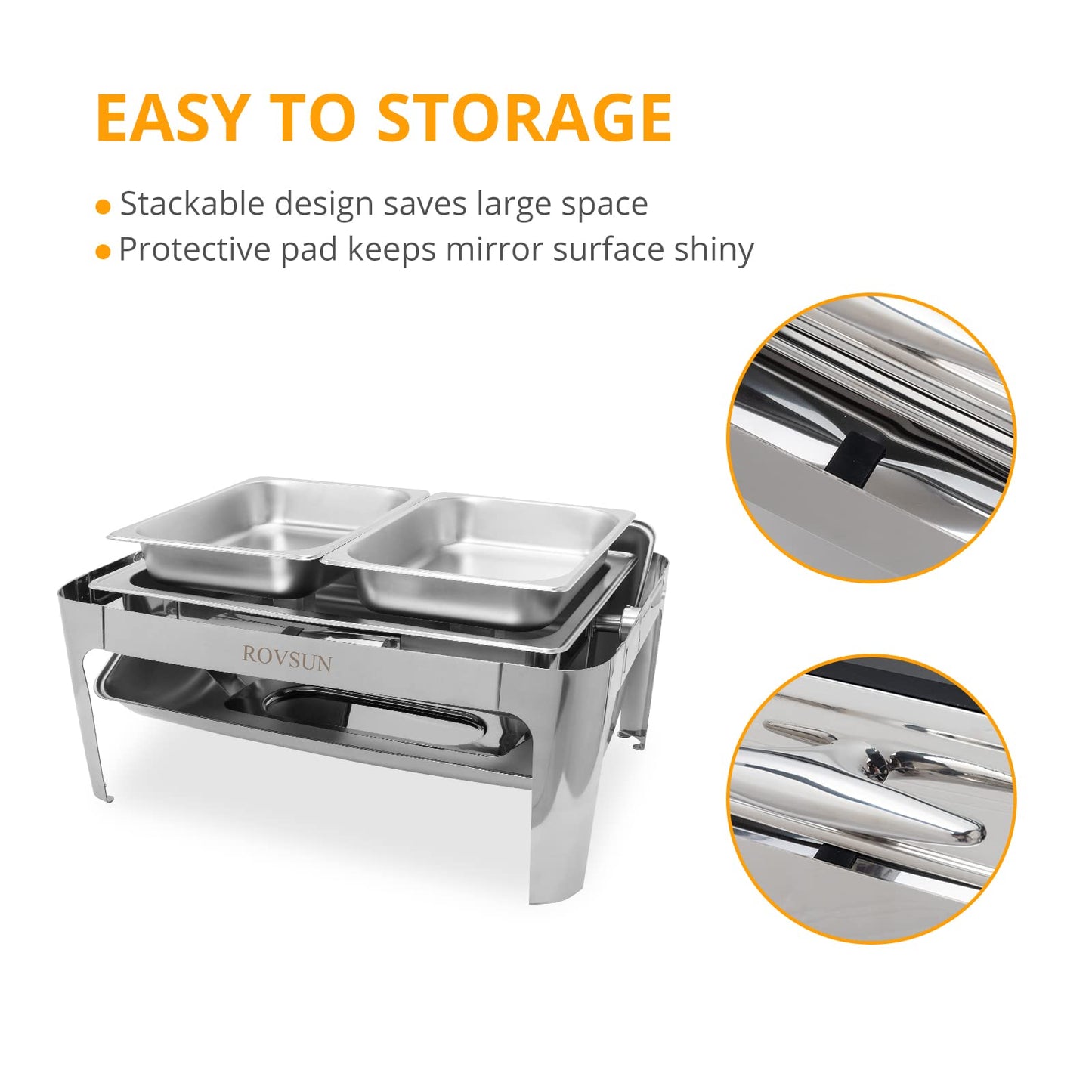 ROVSUN 3 Pack Roll Top Chafing Dish Buffet Set,9 Quart Rectangular NSF Stainless Steel Chafer for Catering,Buffet Servers and Warmers Set with Glass Window for Wedding, Party, Banquet, 2 Half Size