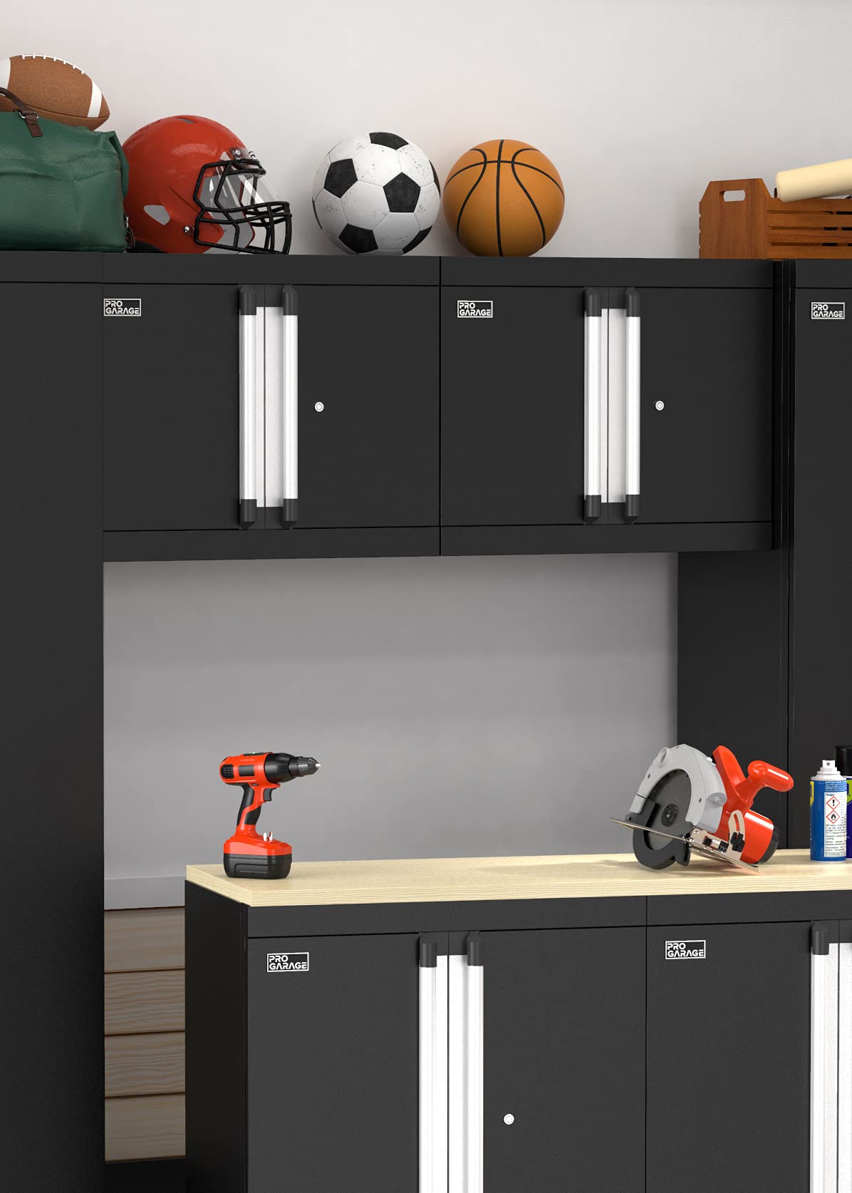 ClosetMaid ProGarage Wall Cabinet with Two Doors, Lock and Shelf, for Garage Storage, Heavy Duty Steel, Black