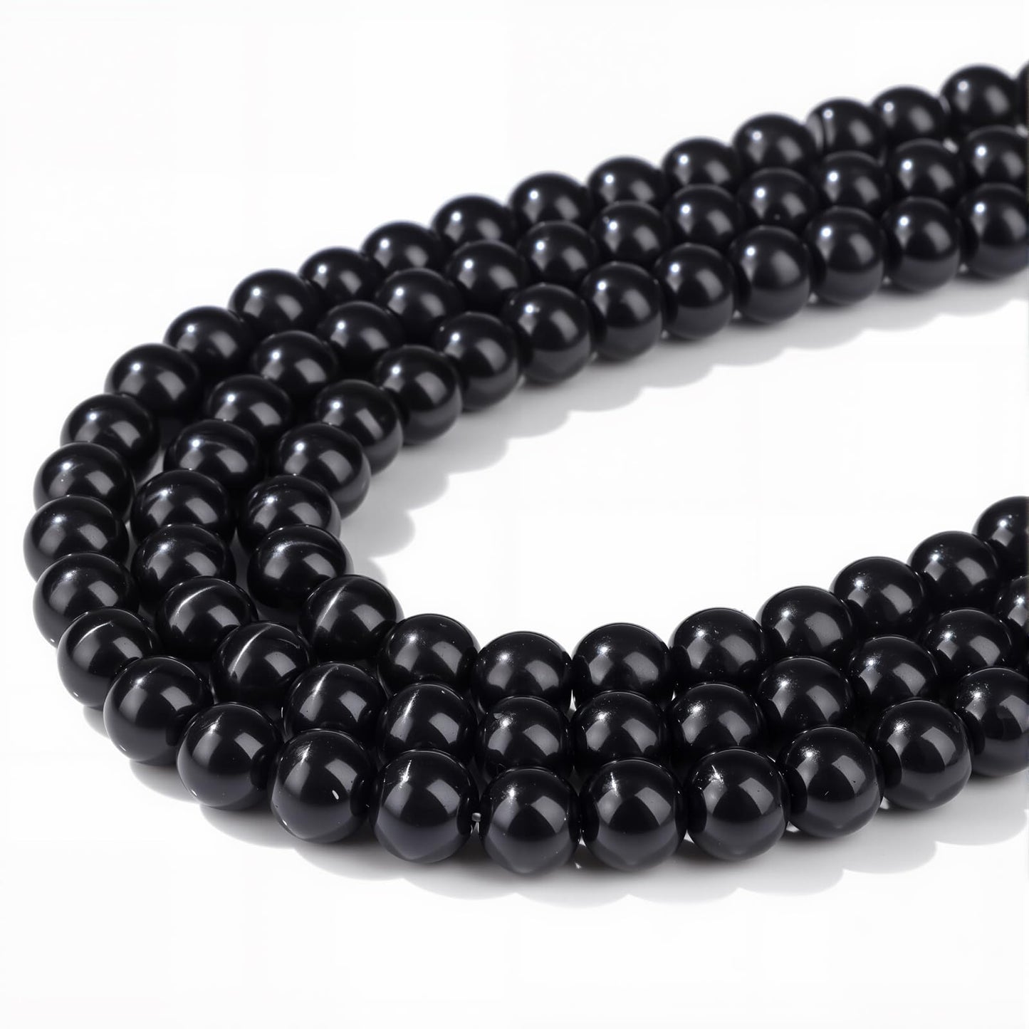 Risyfjew 100PCS 8mm Natural Black Obsidian Beads Gemstone Round Loose Beads for Jewelry Making Chakra Crystal Stone Beads for Bracelets Necklace Earrings Making Supplies (100pcs/Strand)
