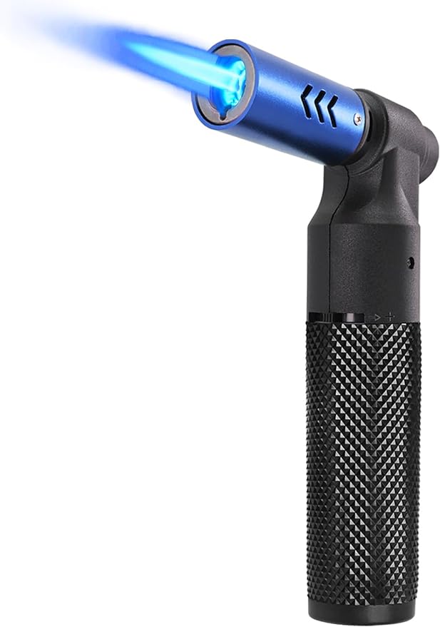 Luxgaze Butane Torch Kitchen Torch Lighter Refillable Big Jet Flame Mini Blow Torch Portable CrÃ¨me Brulee Torch for Camping Grill Culinary Soldering Cooking Welding BBQ(Gas not Included) Blue