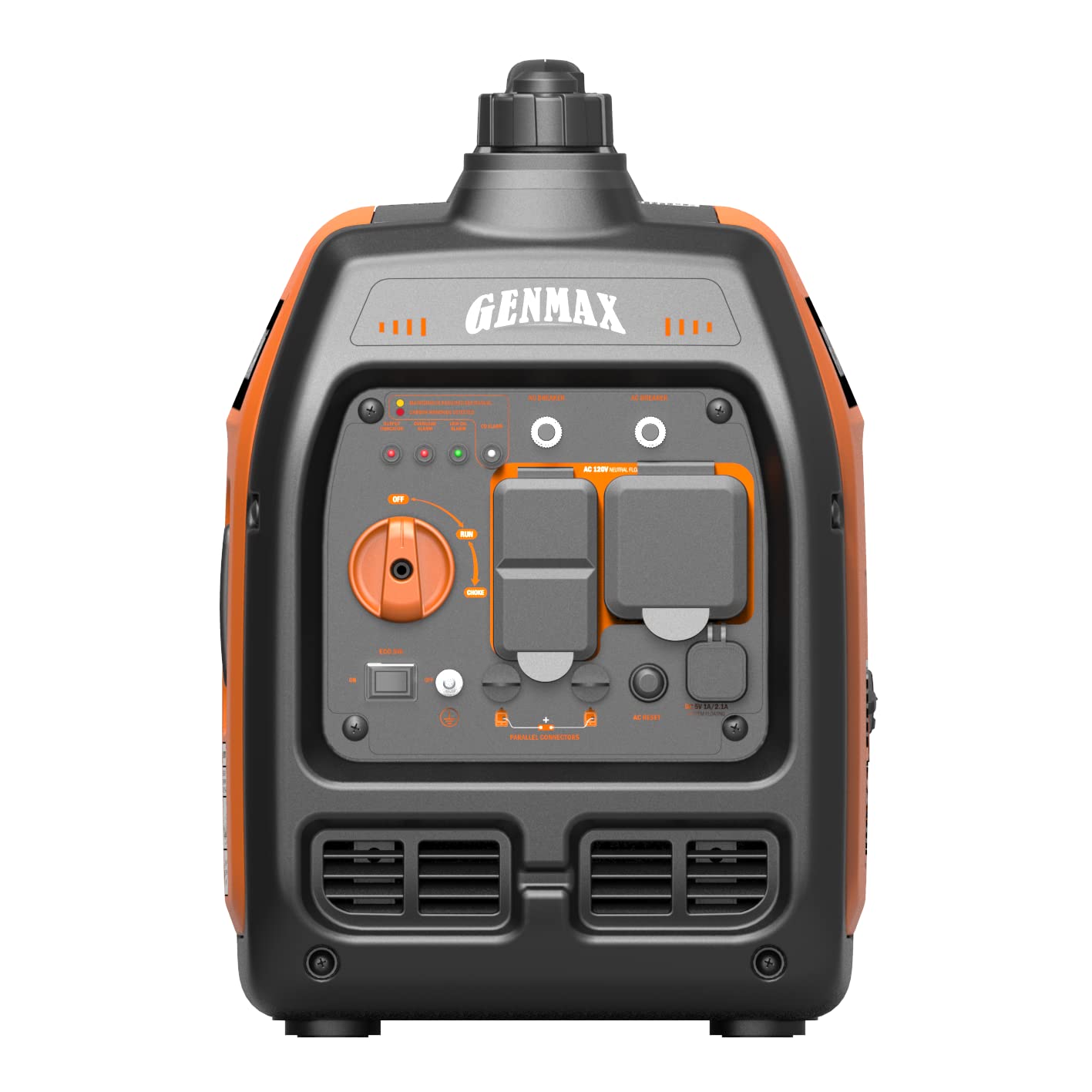 GENMAX Portable Generator，3300W Ultra-Quiet Gas Engine, EPA Compliant, Eco-Mode Feature, Ultra Lightweight for Backup Home Use & Camping (GM3300i)