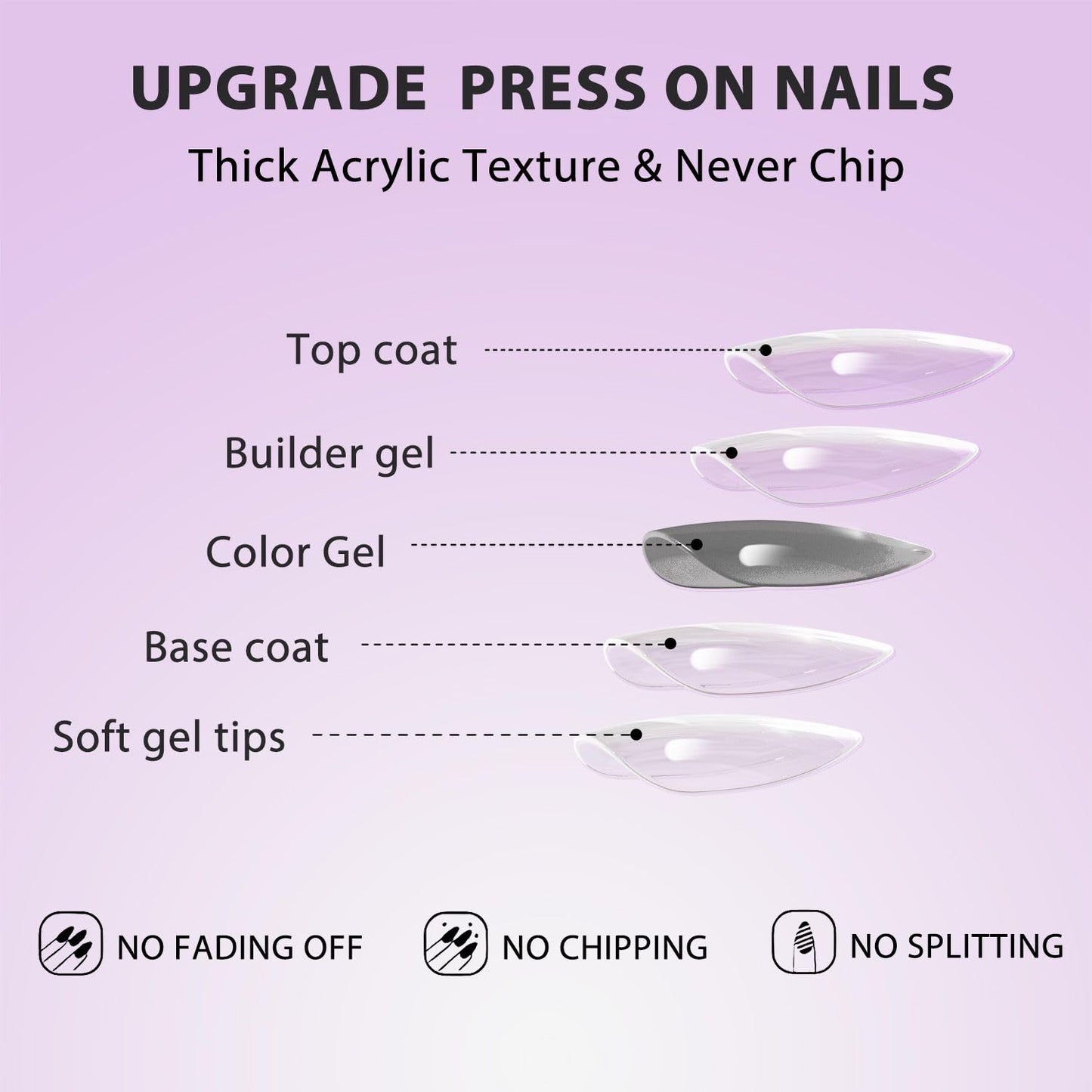 KQueenest French Press on Nails Short Almond - 30 Pcs Ombre Fake Nails Press on, Dark Purple Black Acrylic Nails Glue on, Reusable Salon Quality Stick on Nails for Women Goth Punk Decoration