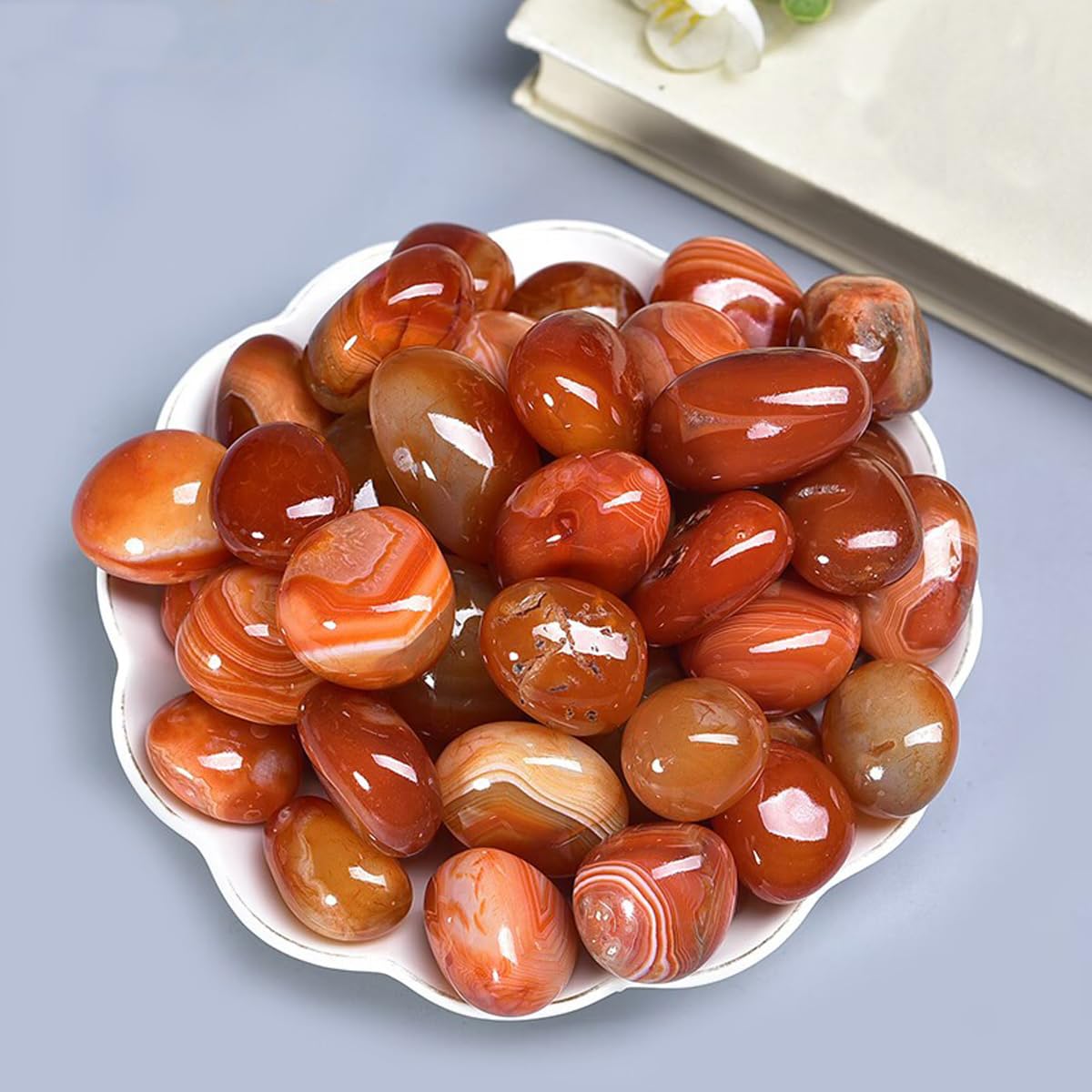 Erliway Carnelian Healing Crystal Stones, 1.25-2.0" Large Reiki Healing Gemstones Natural Tumbled Polished Stones for Energy Witchcraft Therapy Meditation
