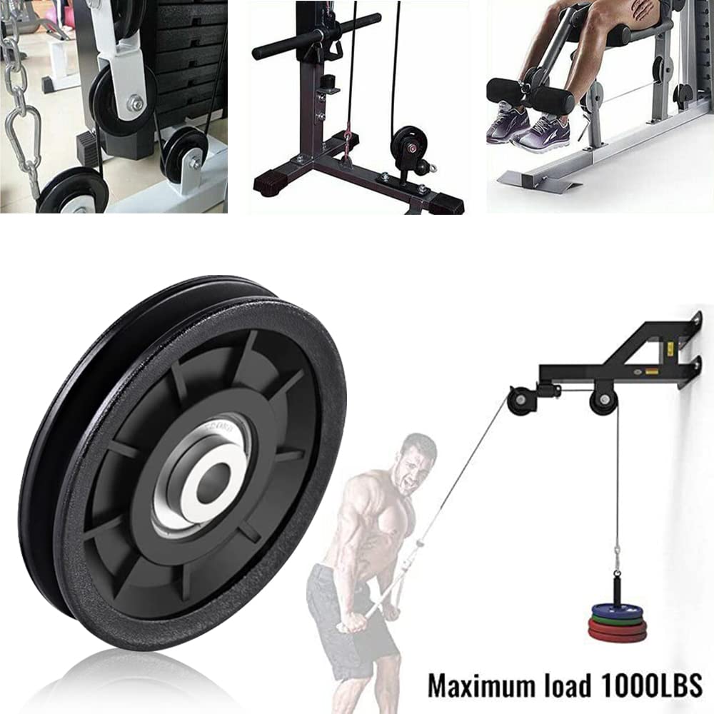 Tempsnow 8Pcs 3.5" Nylon Bearing Pulley Wheel Replacement for Gym Equipment Part Cable Machine Universal Wear-Proof Nylon Pulley System Gym Attachments"