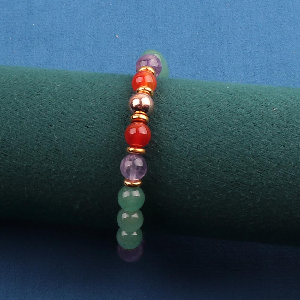 KSQS Healing Stone Bead Bracelet for Women, Natural Gemstones Balance Protection Bracelet, Spiritual Crystal Beads Bracelet Anxiety Relief with Meaning Card(#45)