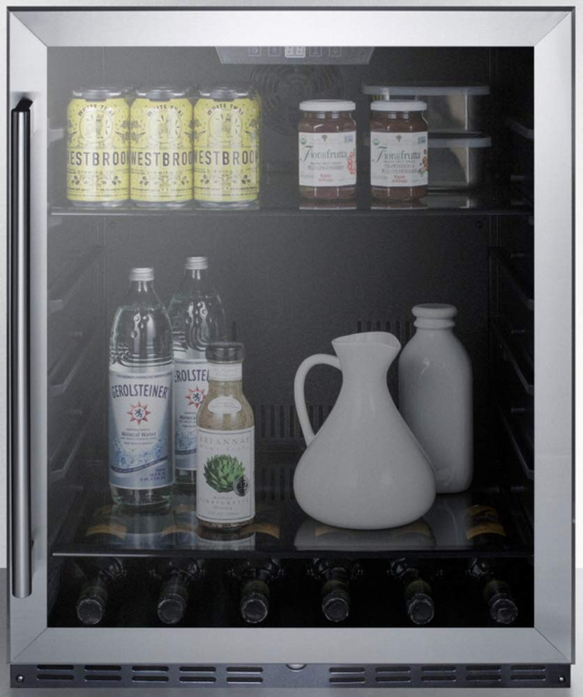 Summit 24" Refrigerator, 5.0 cu.ft. capacity, ADA Compliant, Stainless Steel, Built-in, Glass Door - AL57G