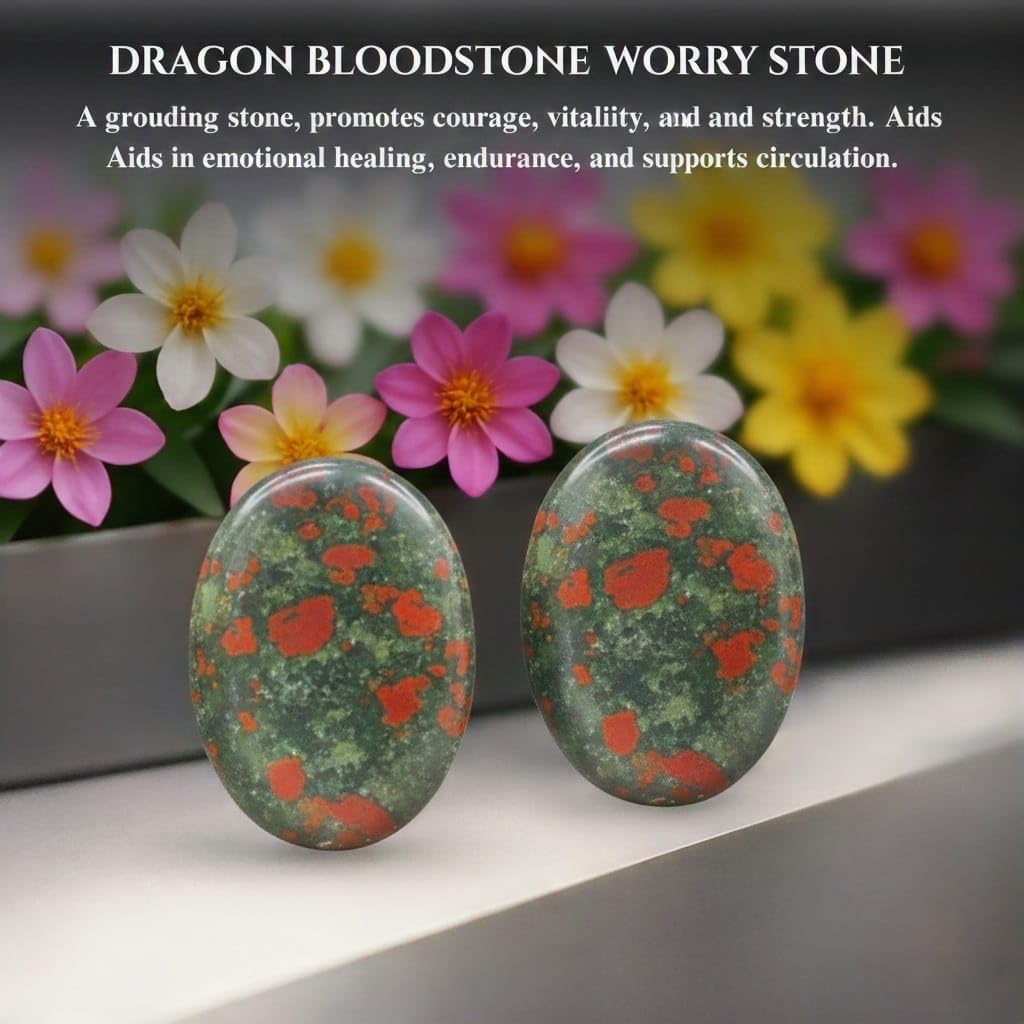 African Bloodstone Thumb Worry Stones Metaphysical Gemstone Crystal Healing Reiki Men Women Gift Feng Shui Positive Energy Love Wellness Palm Stones Wicca Powerful