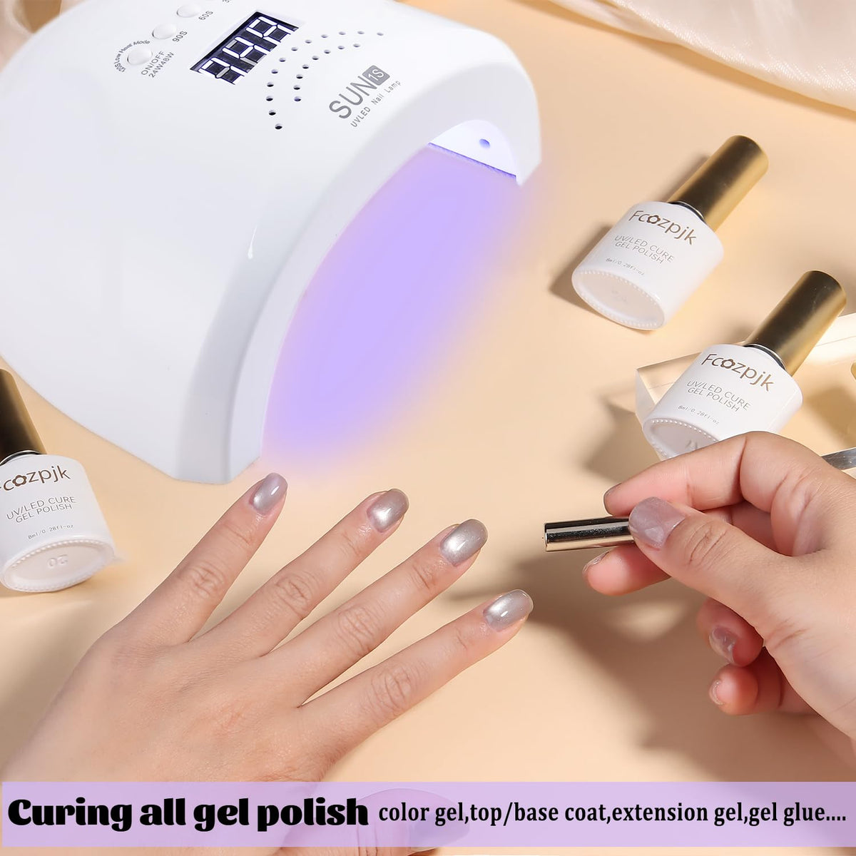 Fcozpjk UV LED Nail Lamp, 48W Nail Dryer for Gel Polish with 30 Beads 4 Timers Smart Sensor Fast Curing Home Manicure Professional Salon Nails Art Tools Supplies