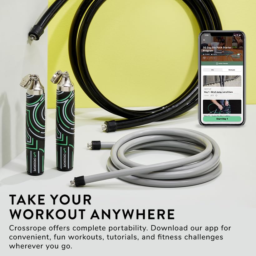 Crossrope Get Strong Set - Weighted Jump Ropes for Strength Training - Improve Power and Endurance in a Fun Jump Rope Workout - Small