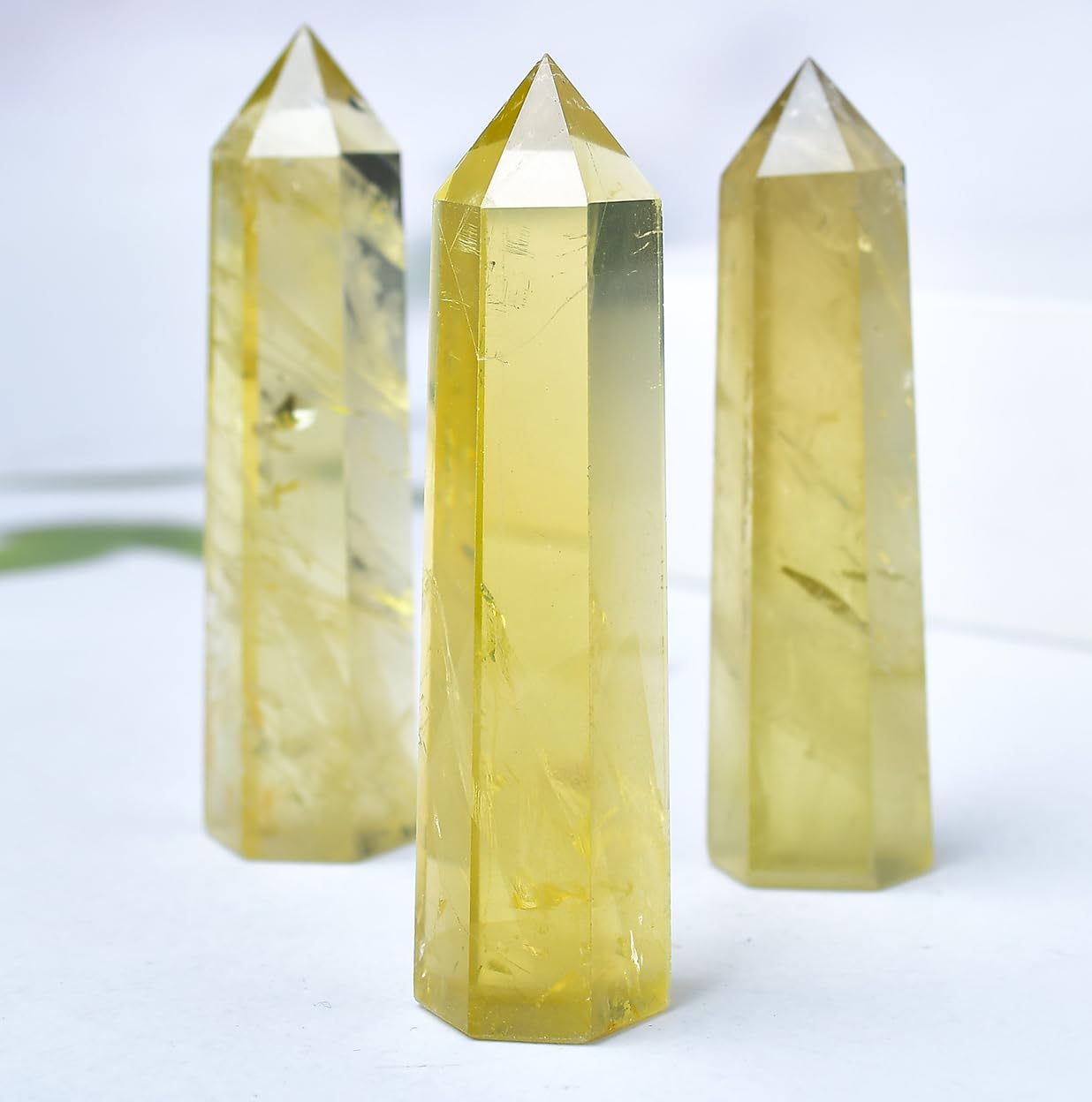 WUYOUSHI 1PCS Citrine Healing Crystals Towers / 1.96-2.36" Natural Reiki Energy Wand Stone 6 Faceted Chakra Quartz Crystal Reiki Meditation Therapy Decoration Gifts