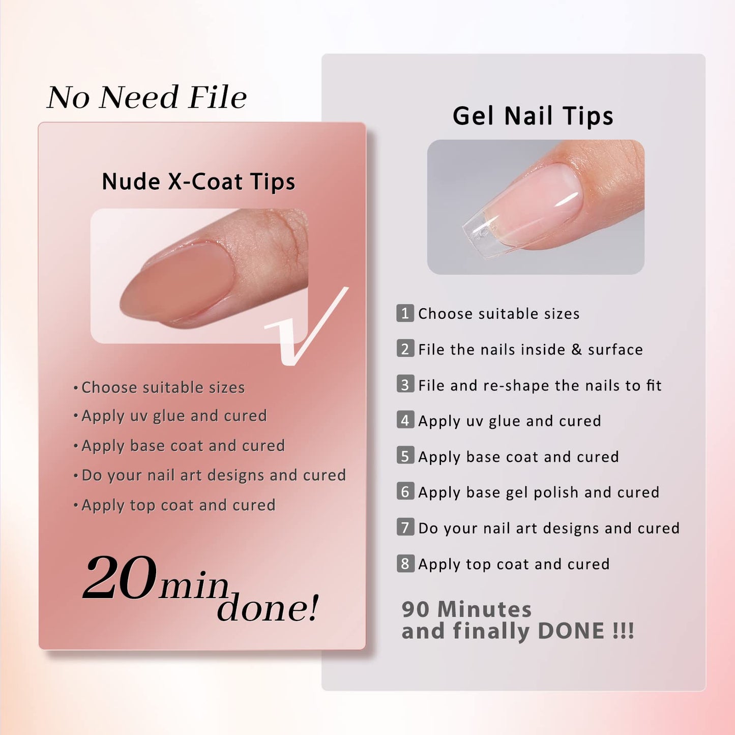 BTArtbox Almond Nail Tips Short - Soft Gel Press on Nails Short Natural XCOATTIPS with Tip Primer Cover, Stronger Adhesion Soak Off Almond Fake Nails for Easy DIY Nail Art